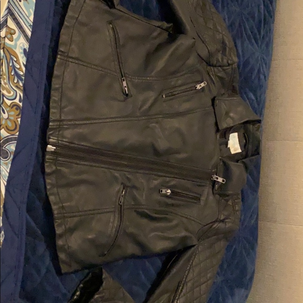 Decree faux leather black moto jacket